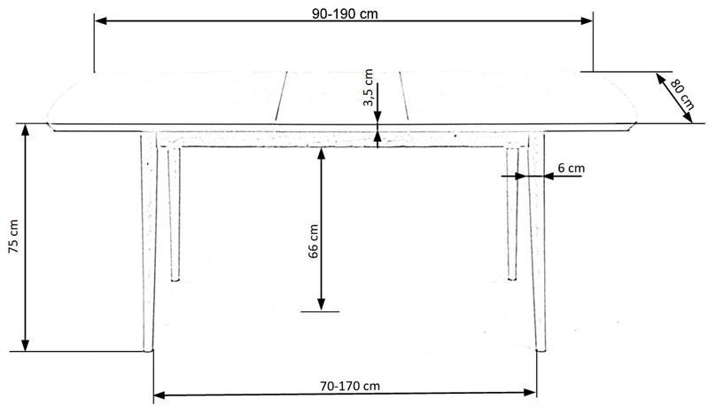 BARRET stół z rozkładanym blatem 90 (190) cm / HAL