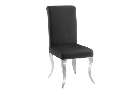 KRZESŁO TAPICEROWANE MODERN BAROCK CZARNY AKSAMIT SREBRNE NOGI / 47487 / INVICTA INTERIOR