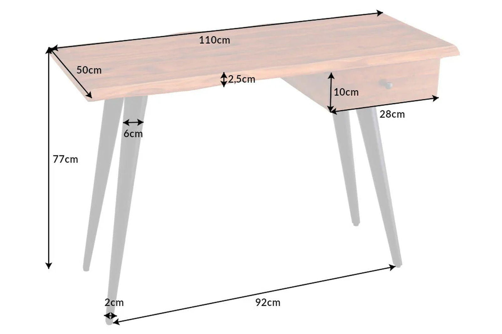 BIURKO DREWNO AKACJOWE 110 CM / 42374  / INVICTA INTERIOR