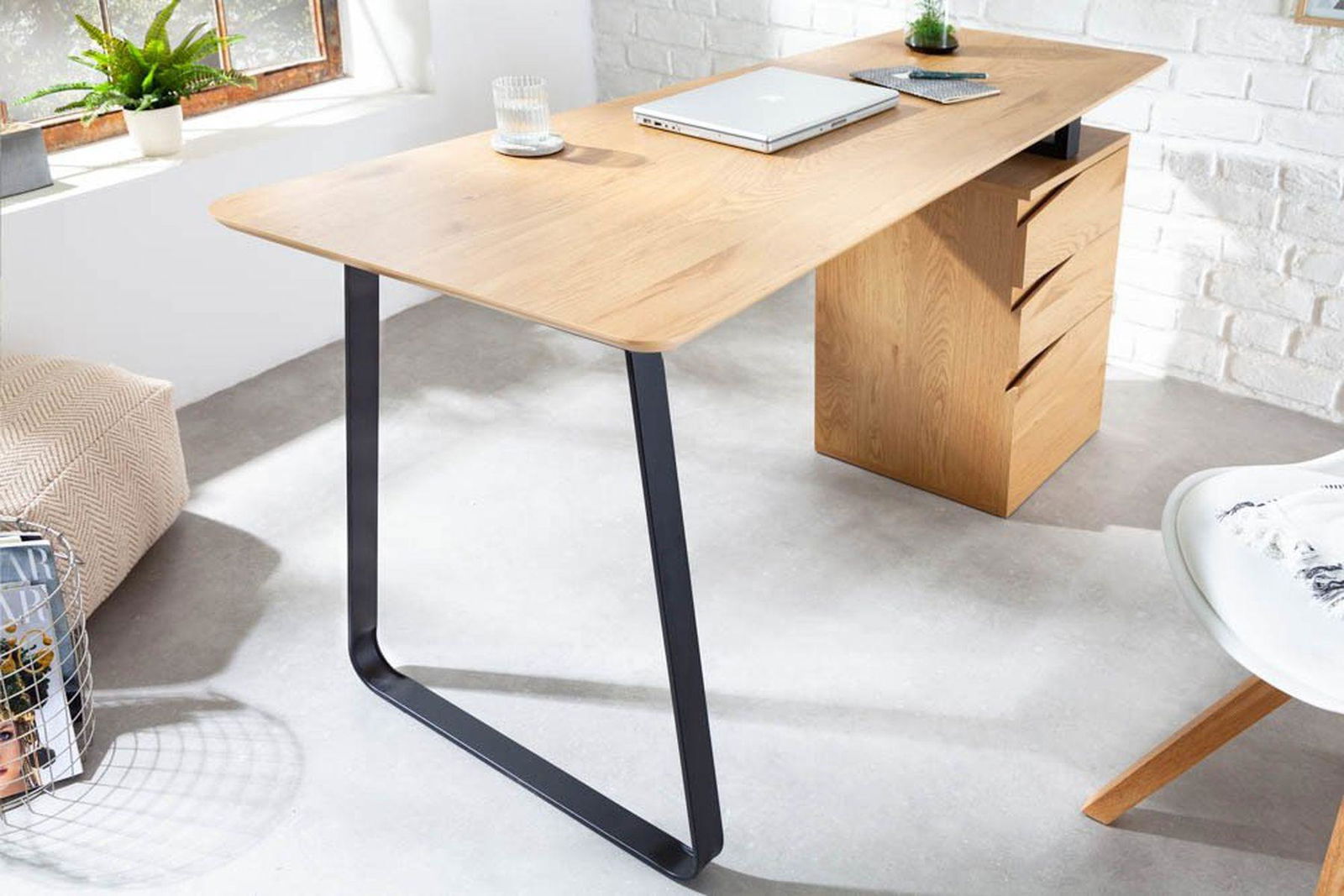 BIURKO STUDIO 160 CM OPTYKA DĄB NATURALNY / 40986  / INVICTA INTERIOR