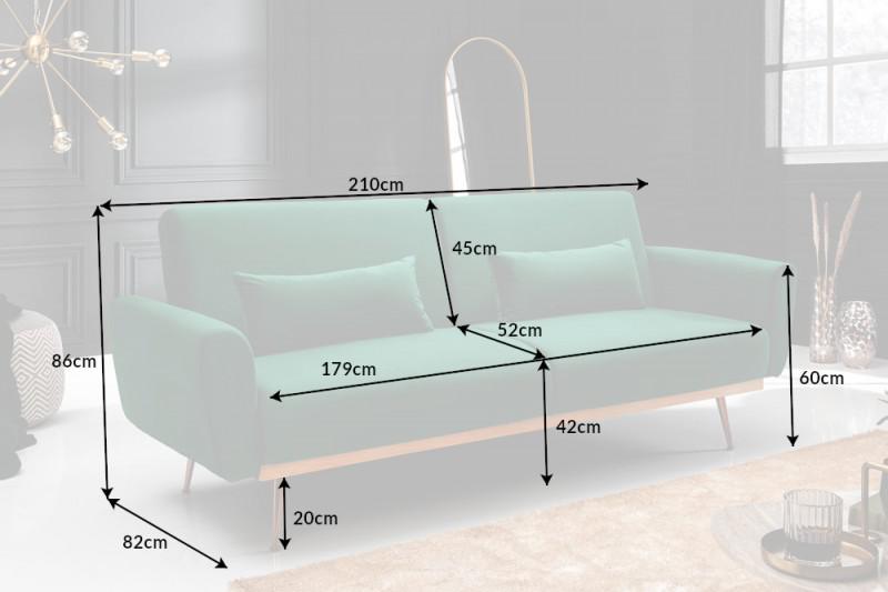 Bellezza sofa rozkładana 208 cm szmaragdowy aksamit / 39914 / INVICTA INTERIOR