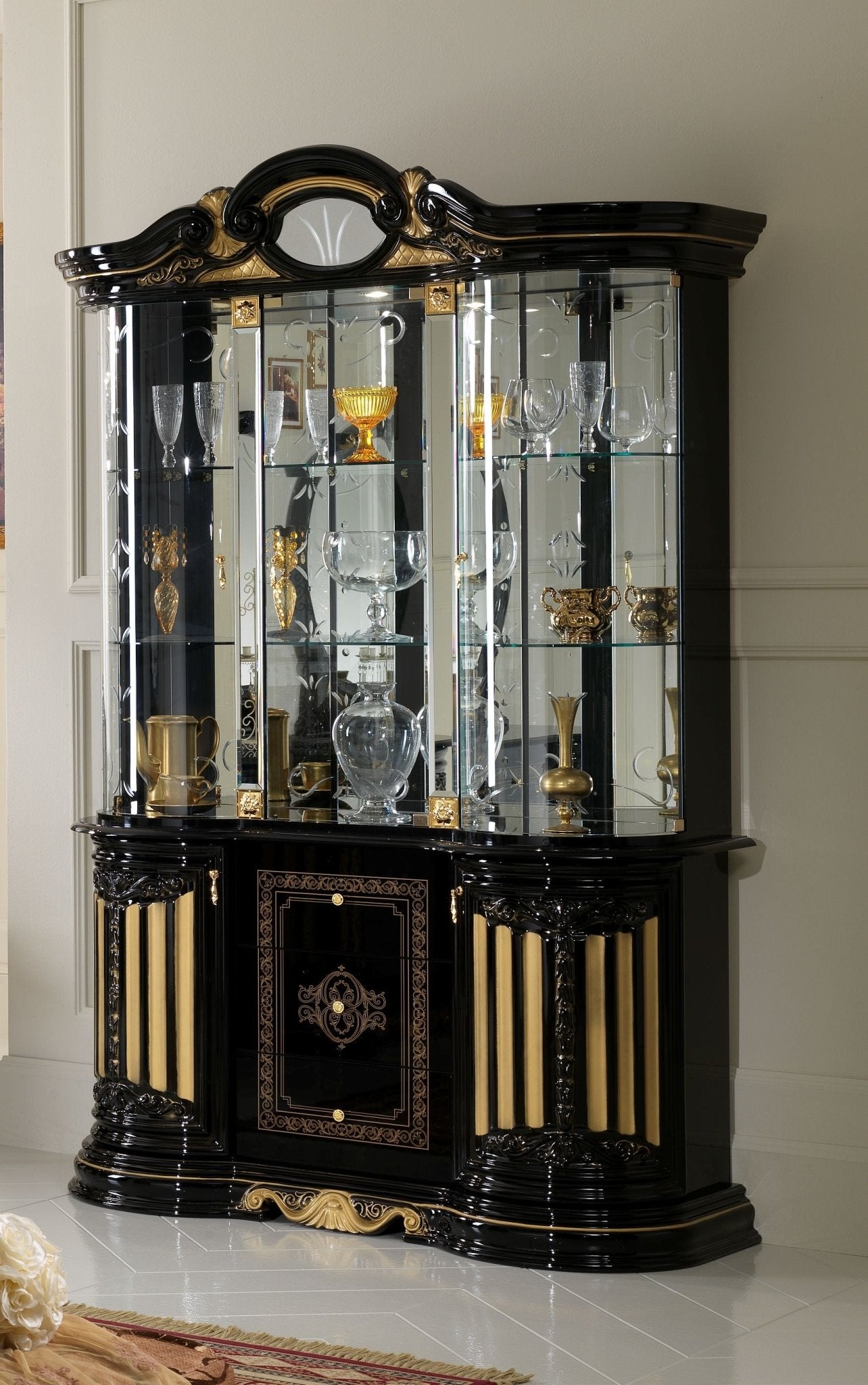 WŁOSKA KLASYCZNA WITRYNA BRIGIDE CZARNA 139 CM / BC