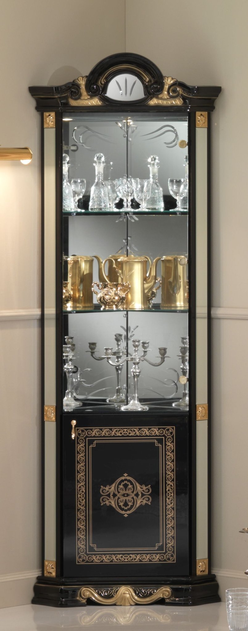 WŁOSKA KLASYCZNA WITRYNA NAROŻNA BRIGIDE CZARNA 64 CM / BC