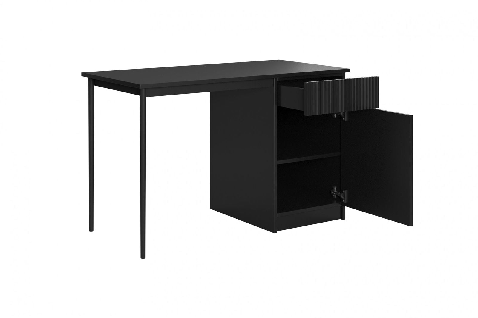 Biurko Nicole z szufladą 120 cm - czarny mat / czarne nóżki