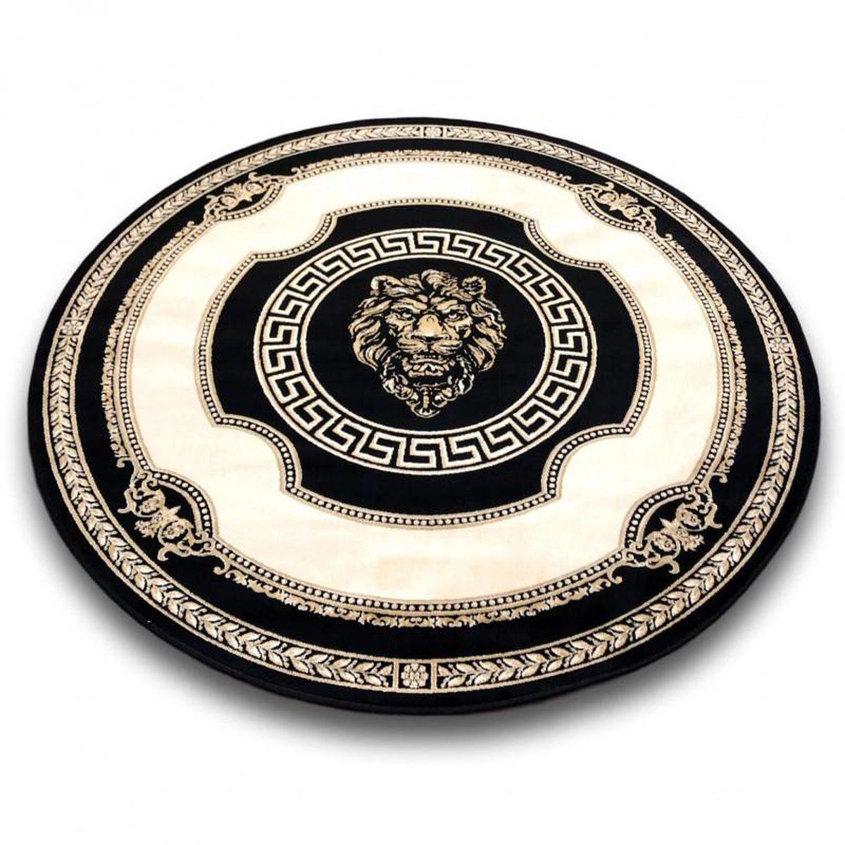 DYWAN Z MEANDREM VERSACE + LEW CZARNY OKRĄGŁY 200 CM