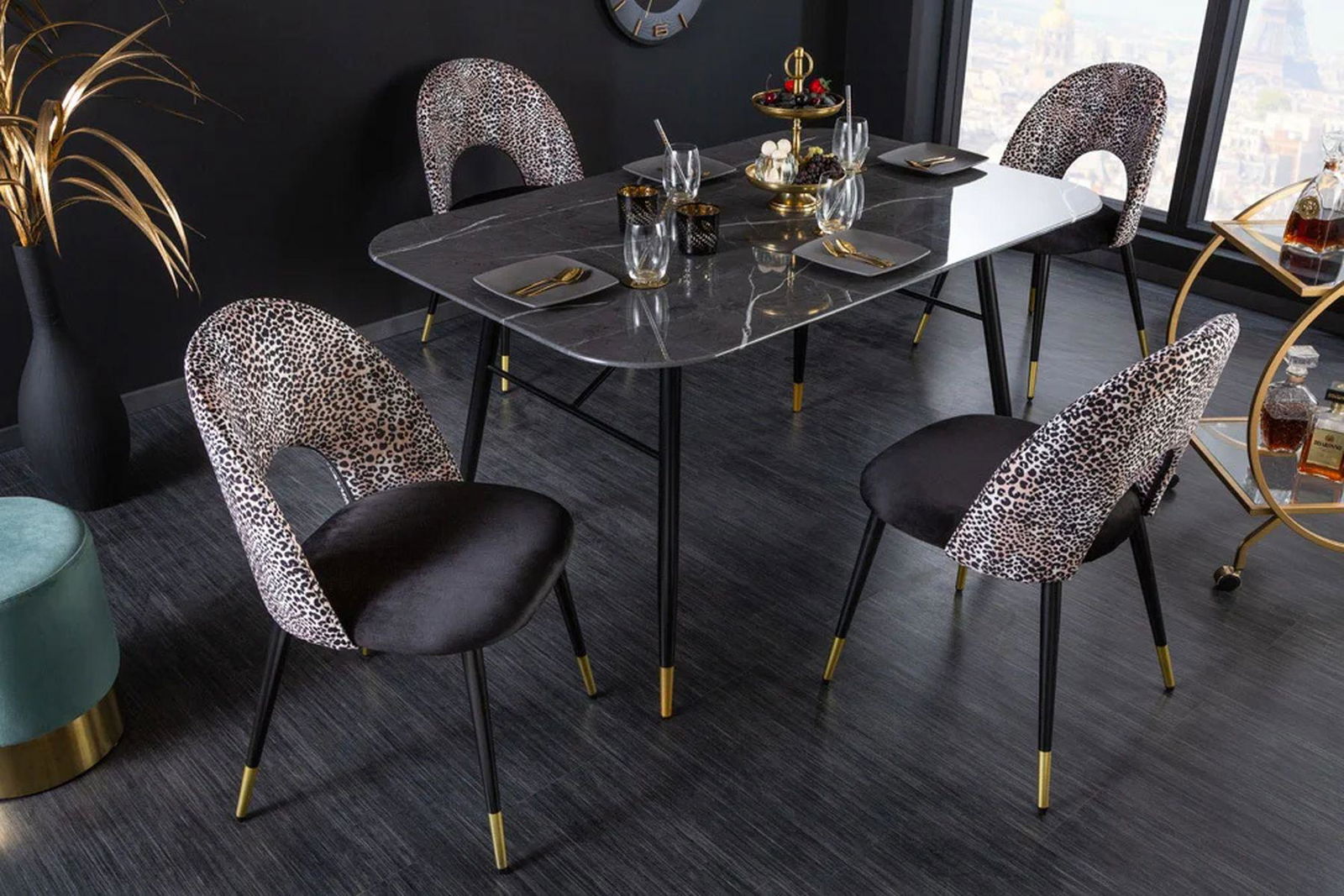Designerskie krzesło Boutique czarny lampart / 41704   / INVICTA INTERIOR