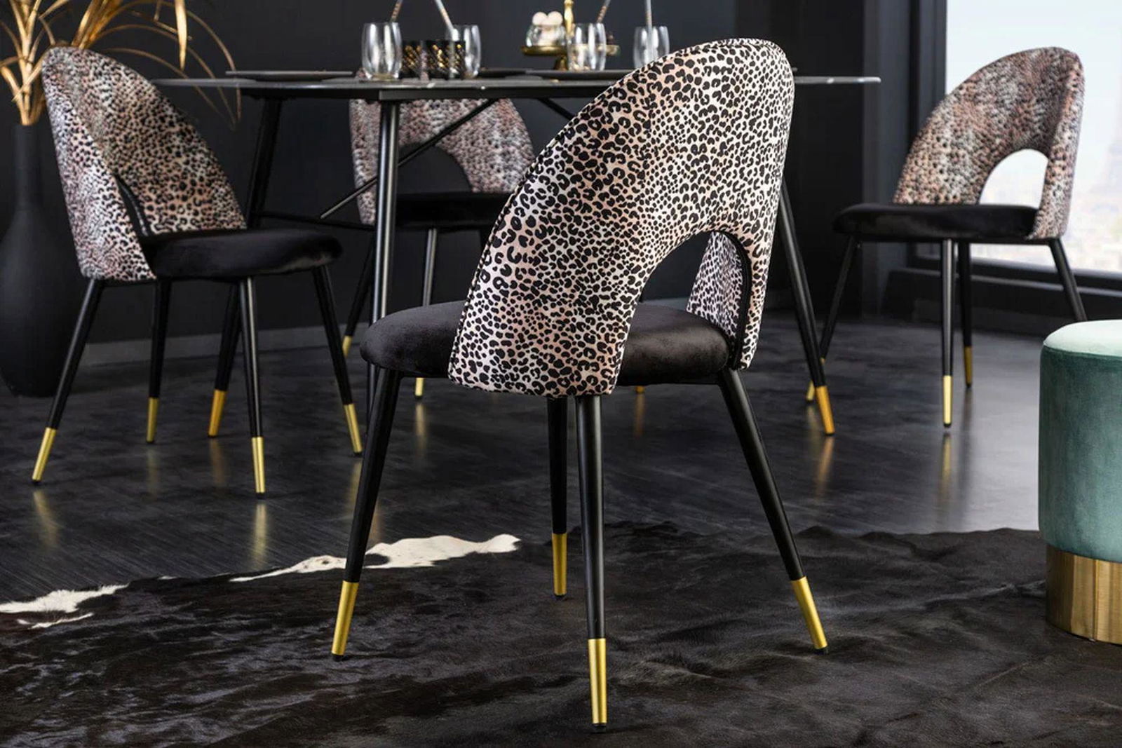 Designerskie krzesło Boutique czarny lampart / 41704   / INVICTA INTERIOR