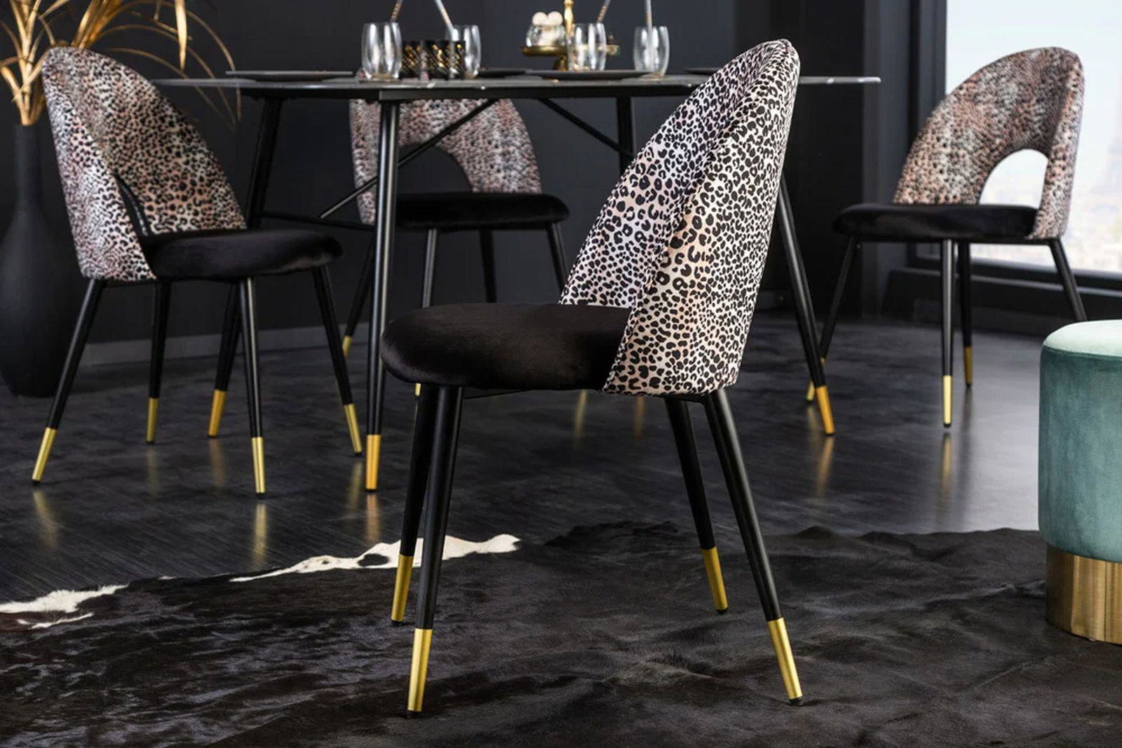 Designerskie krzesło Boutique czarny lampart / 41704   / INVICTA INTERIOR