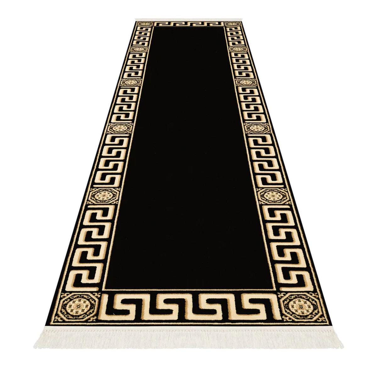 Dywan do holu z meandrem Versace czarny 80/200