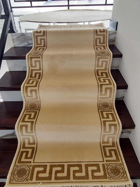 Dywan do holu z meandrem Versace kremowy 80/400