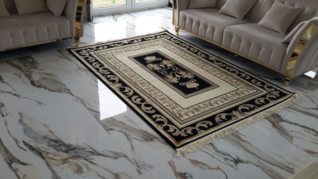 Dywan z meandrem Versace + dekor kremowy 100/140
