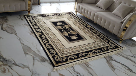 Dywan z meandrem Versace + dekor kremowy 160/230