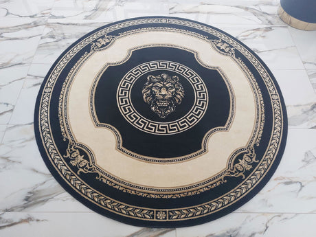 Dywan z meandrem Versace + lew czarny 150