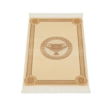 Dywan z meandrem Versace +waza kremowy 100/140