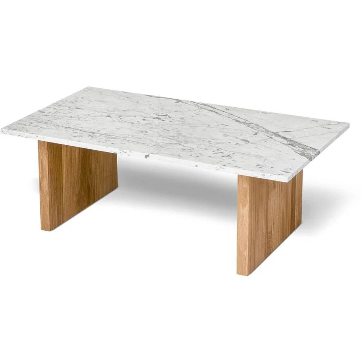 Egge - stolik z marmurowym blatem i dębową podstawą 110 cm / MH