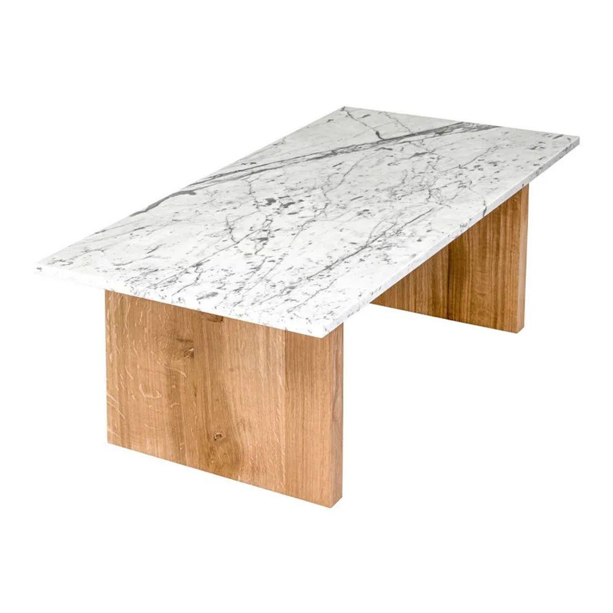 Egge - stolik z marmurowym blatem i dębową podstawą 110 cm / MH