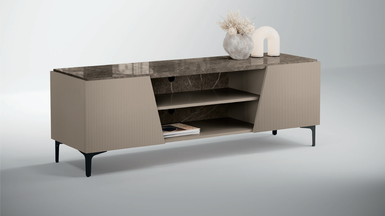 Nowoczesna włoska komoda 177 cm Fidia Camelgroup w wysokim połysku do salonu