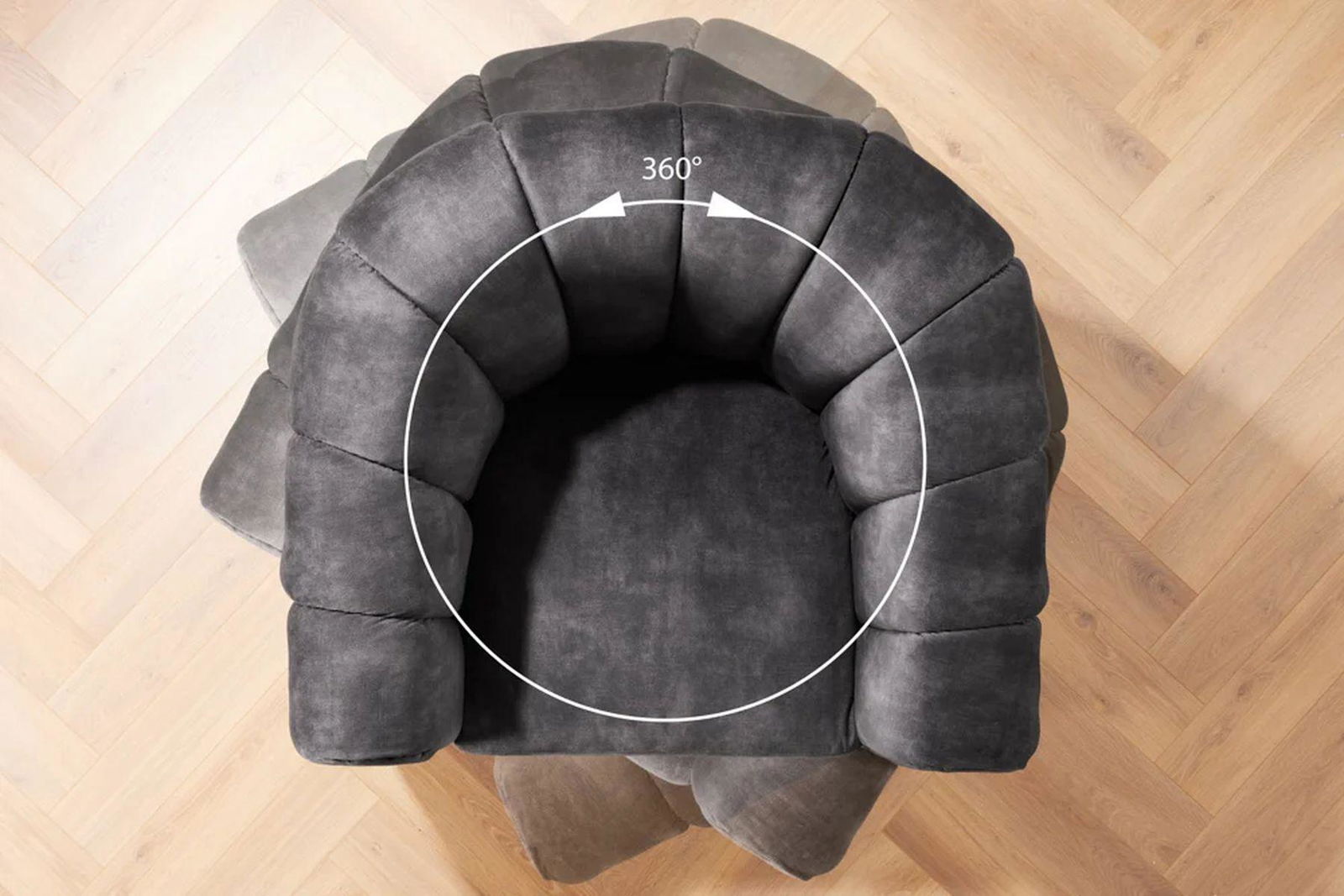 FOTEL BABYLON OBROTOWY 360° CIEMNOSZARY AKSAMIT / 43528 / INVICTA INTERIOR