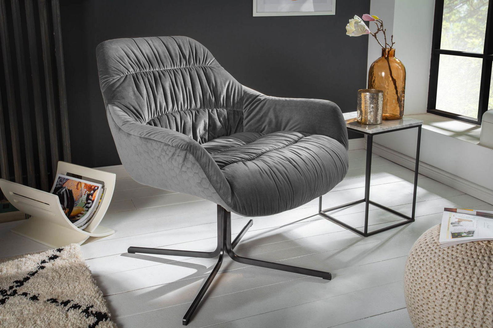 FOTEL BIG DUTCH SZARY AKSAMIT / 40009  / INVICTA INTERIOR