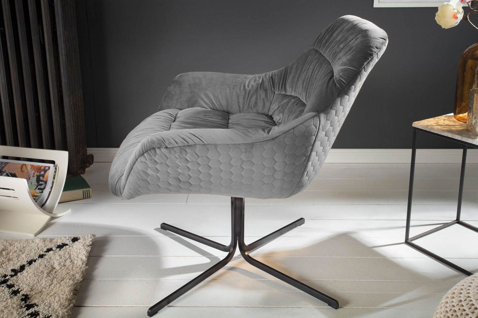 FOTEL BIG DUTCH SZARY AKSAMIT / 40009  / INVICTA INTERIOR