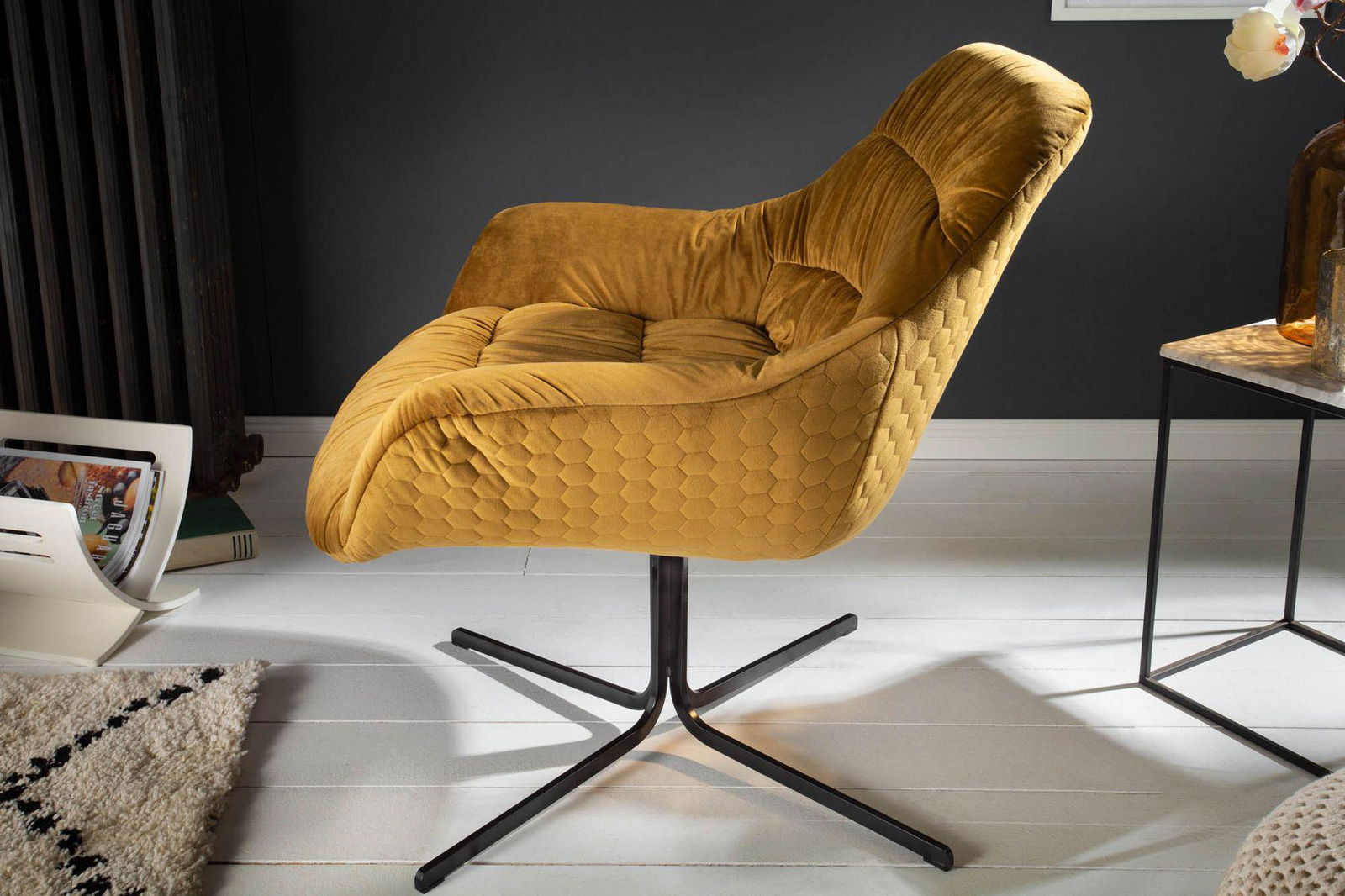 FOTEL BIG DUTCH ŻÓŁTY AKSAMIT / 40010  / INVICTA INTERIOR