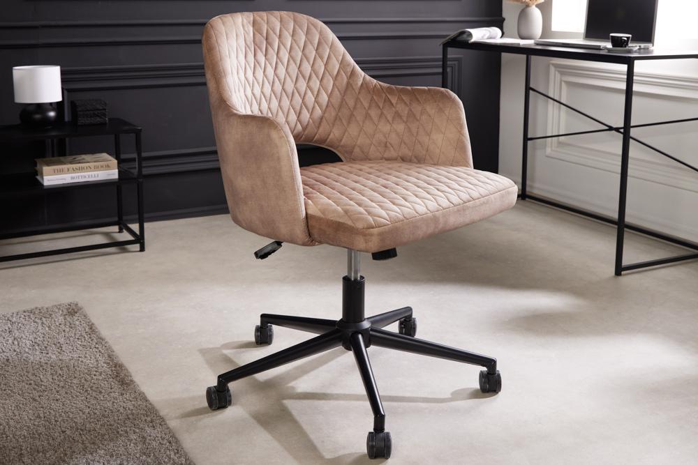 FOTEL BIUROWY PARIS OBROTOWY BEŻOWY AKSAMIT / 43685 / INVICTA INTERIOR