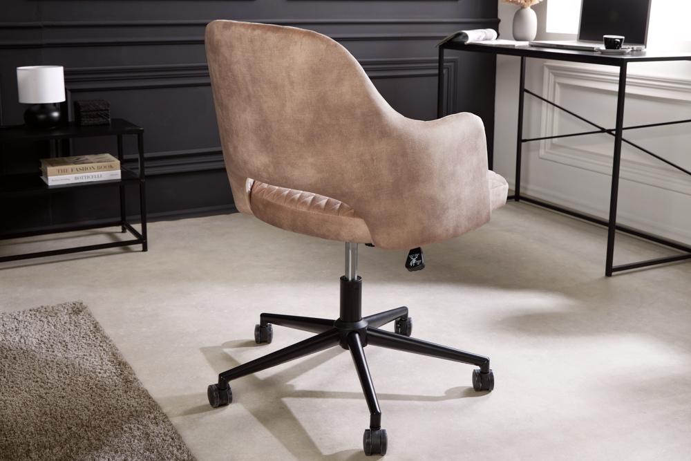 FOTEL BIUROWY PARIS OBROTOWY BEŻOWY AKSAMIT / 43685 / INVICTA INTERIOR
