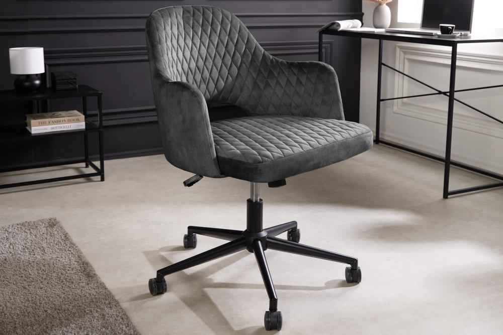 FOTEL BIUROWY PARIS OBROTOWY SZARY AKSAMIT / 43683 / INVICTA INTERIOR
