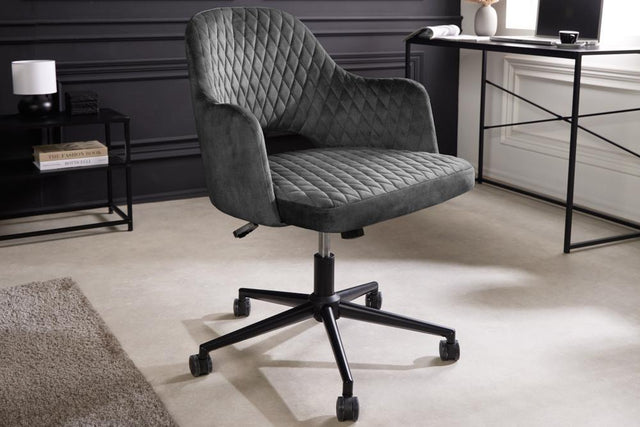 FOTEL BIUROWY PARIS OBROTOWY SZARY AKSAMIT / 43683 / INVICTA INTERIOR