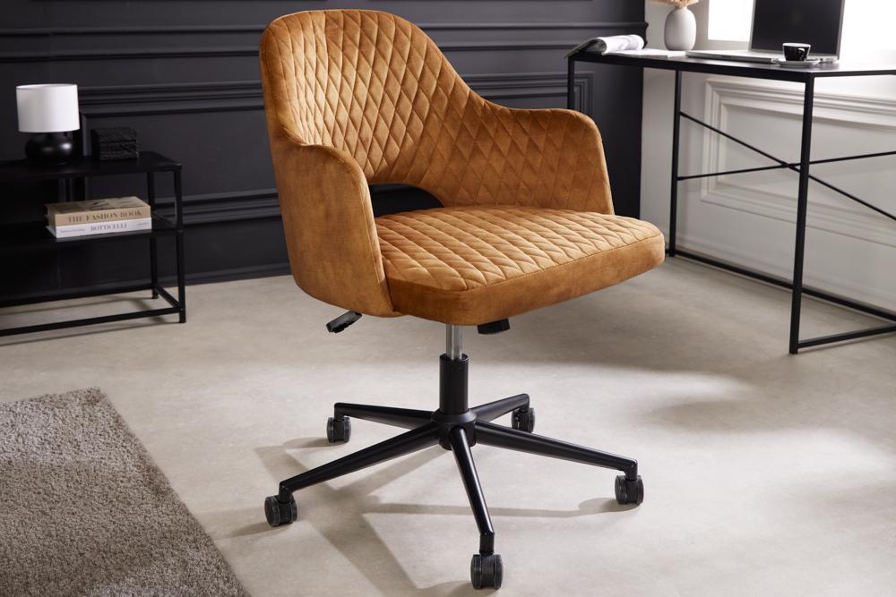 FOTEL BIUROWY PARIS OBROTOWY ŻÓŁTY AKSAMIT / 43684 / INVICTA INTERIOR