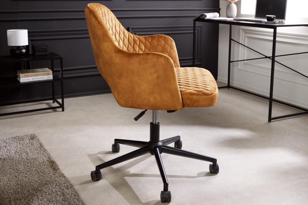 FOTEL BIUROWY PARIS OBROTOWY ŻÓŁTY AKSAMIT / 43684 / INVICTA INTERIOR