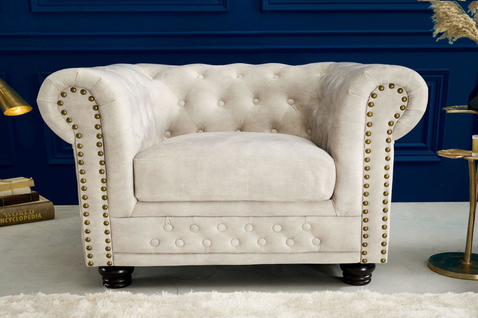 FOTEL CHESTERFIELD AKSAMIT 105 CM / 42312  / INVICTA INTERIOR