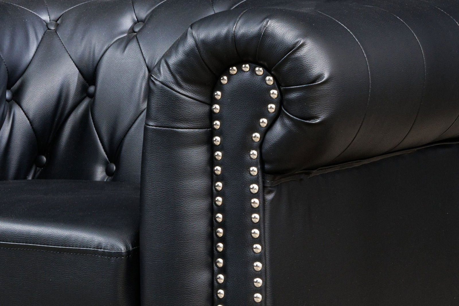 FOTEL CHESTERFIELD IMITACJA SKÓRY CZARNY / 41448 / INVICTA INTERIOR