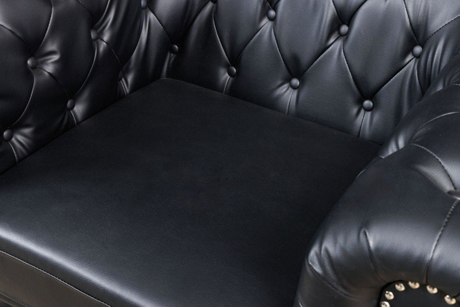 FOTEL CHESTERFIELD IMITACJA SKÓRY CZARNY / 41448 / INVICTA INTERIOR