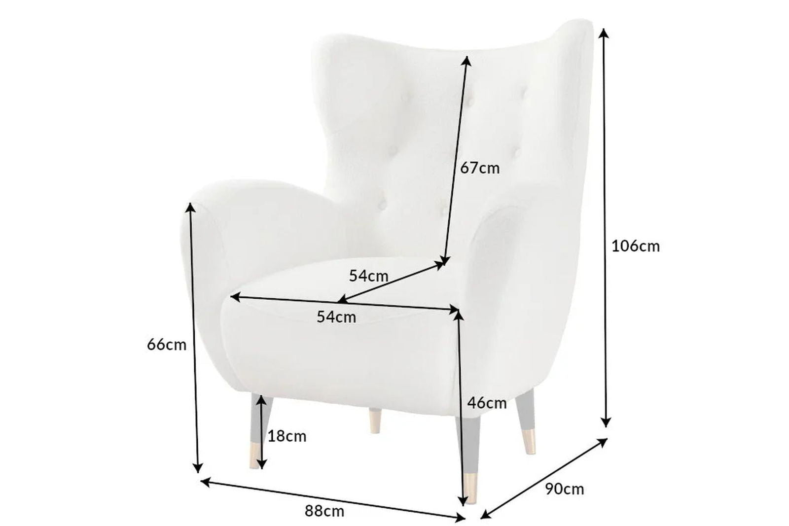 FOTEL DON BIAŁY PLUSZOWY / 42639  / INVICTA INTERIOR