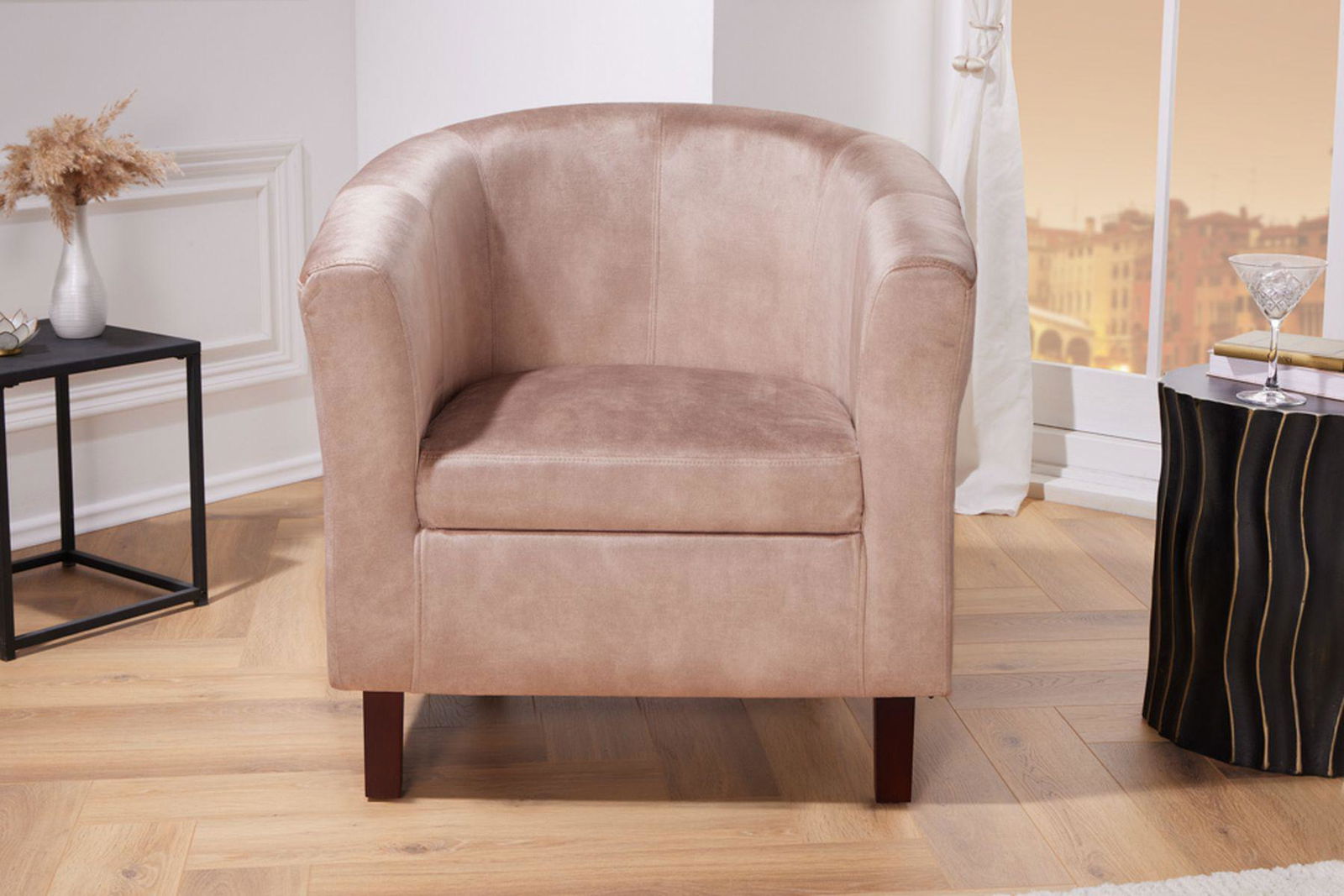 FOTEL HEMINGWAY SZAMPAŃSKI AKSAMIT / 43891 / INVICTA INTERIOR
