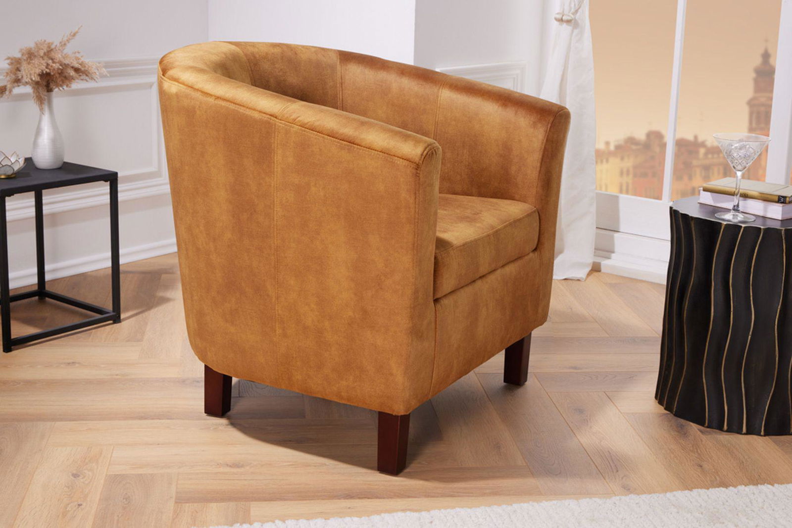 FOTEL HEMINGWAY ŻÓŁTY AKSAMIT / 43892 / INVICTA INTERIOR