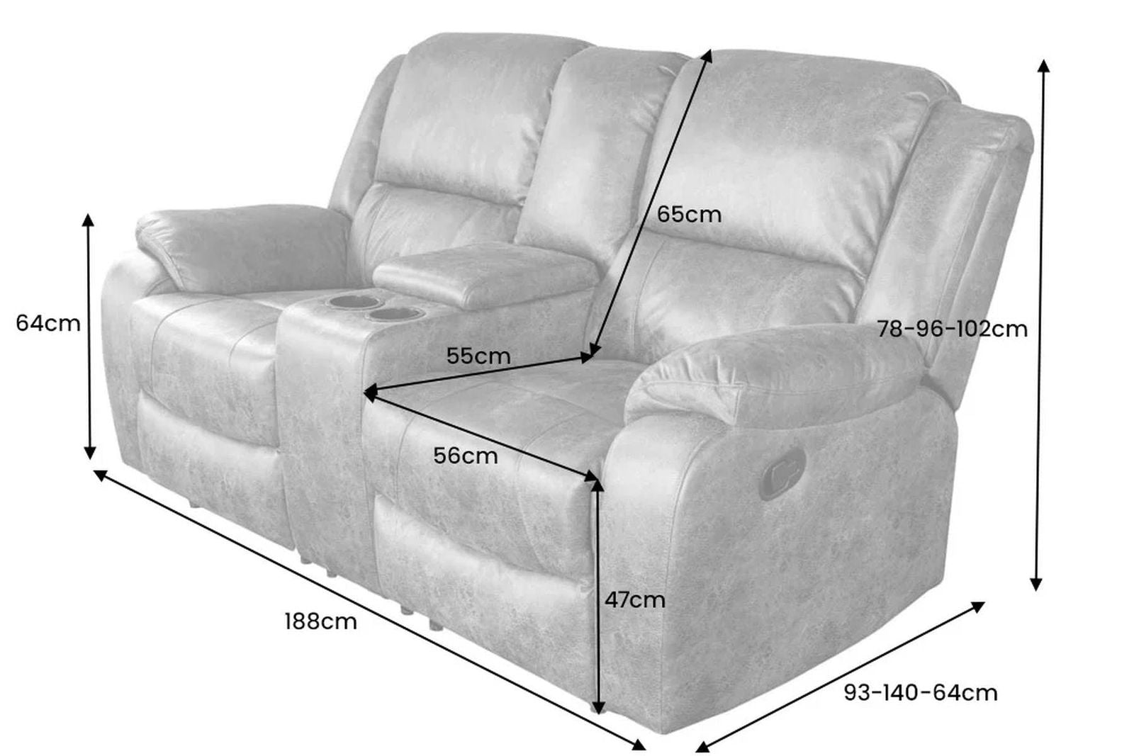 FOTEL HOLLYWOOD KINOWY 2 OSOBOWY IMITACJA SKÓRY ANTYCZNY BRĄZ 188 CM / 42811 / INVICTA INTERIOR
