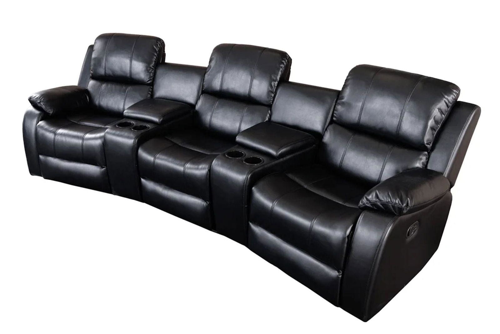 FOTEL HOLLYWOOD KINOWY 3 OSOBOWY IMITACJA SKÓRY CZARNY 295 CM / 42813 / INVICTA INTERIOR