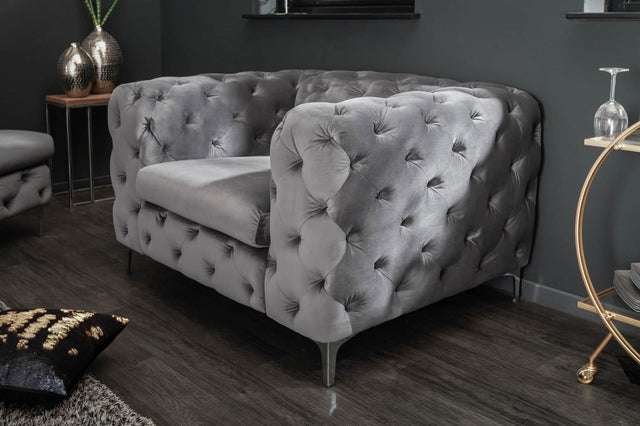 FOTEL MODERN BAROC SZARY AKSAMIT / 40463  / INVICTA INTERIOR
