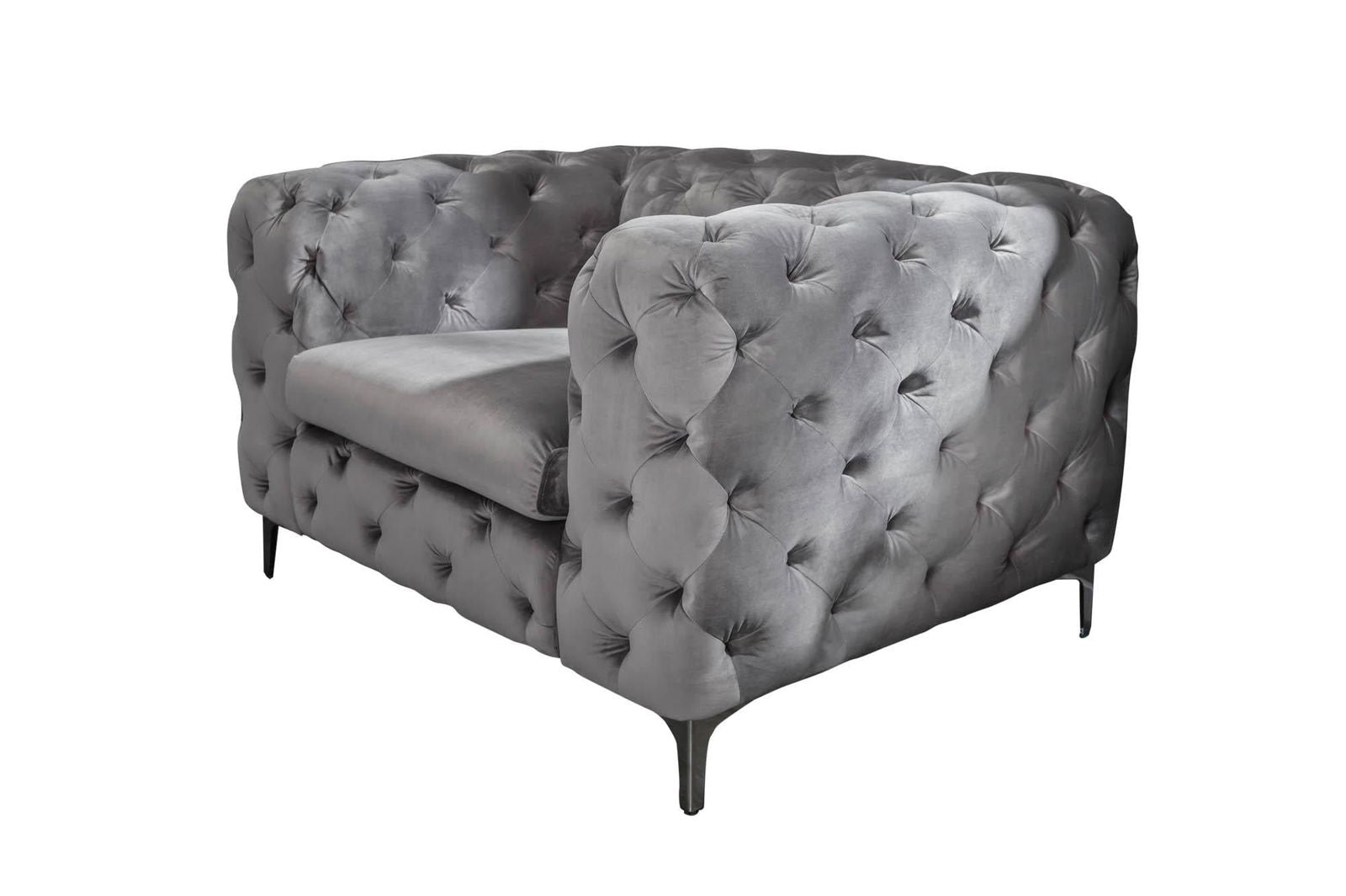 FOTEL MODERN BAROC SZARY AKSAMIT / 40463  / INVICTA INTERIOR