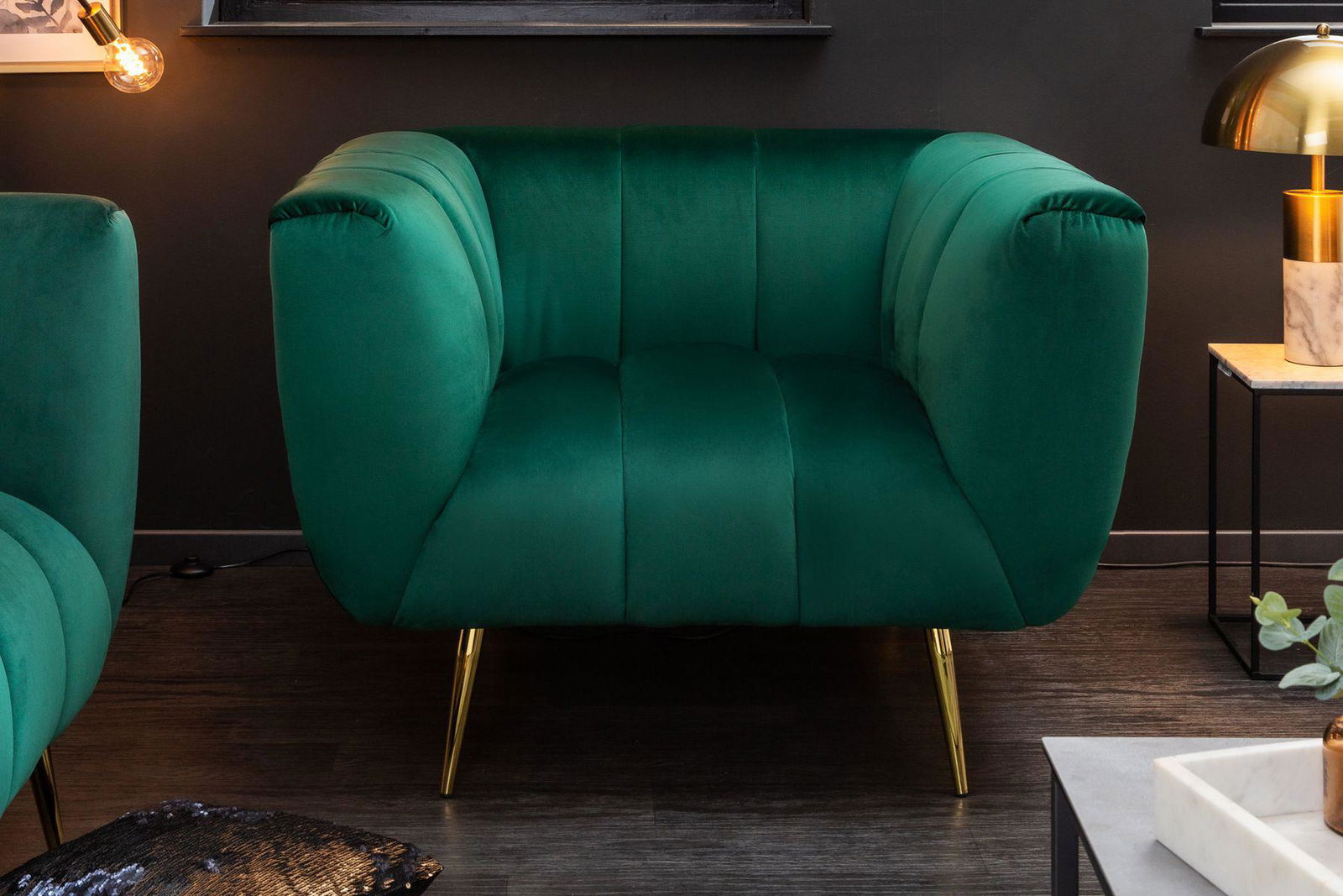 FOTEL NOBLESSE SZMARAGDOWO ZIELONY / 40478  / INVICTA INTERIOR