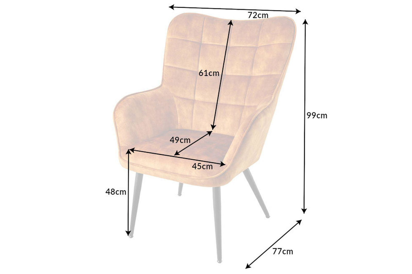 FOTEL Z PODŁOKIETNIKIEM SCANDINAVIA ŻÓŁTY  / 44019  / INVICTA INTERIOR