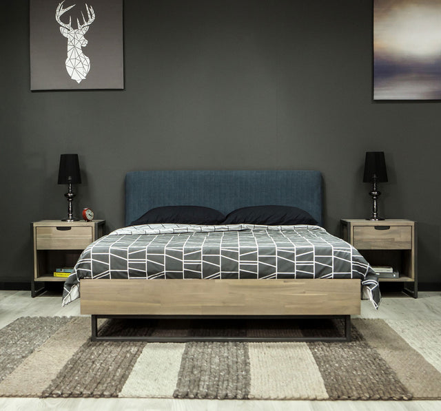 Flow FLOQ01 Łóżko tapicerowane 140cm + 2 szafki nocne B02A