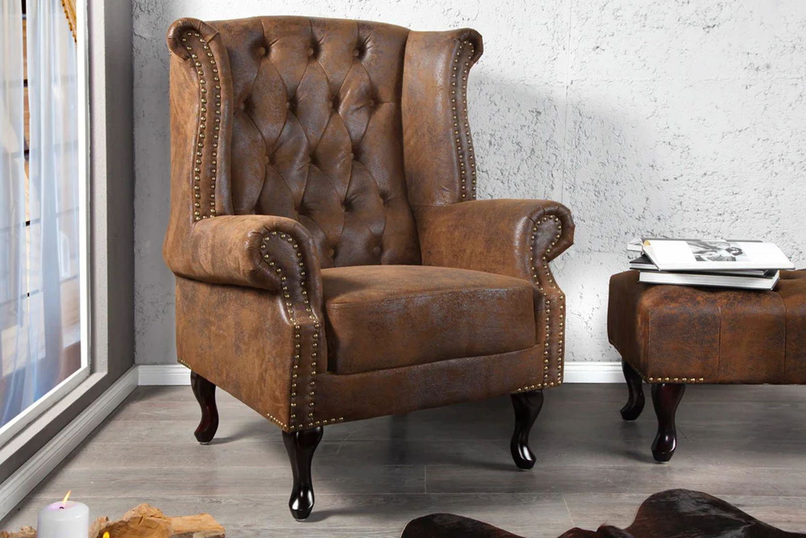 Fotel CHESTERFIELD brąz antyczny / 19448  / INVICTA INTERIOR