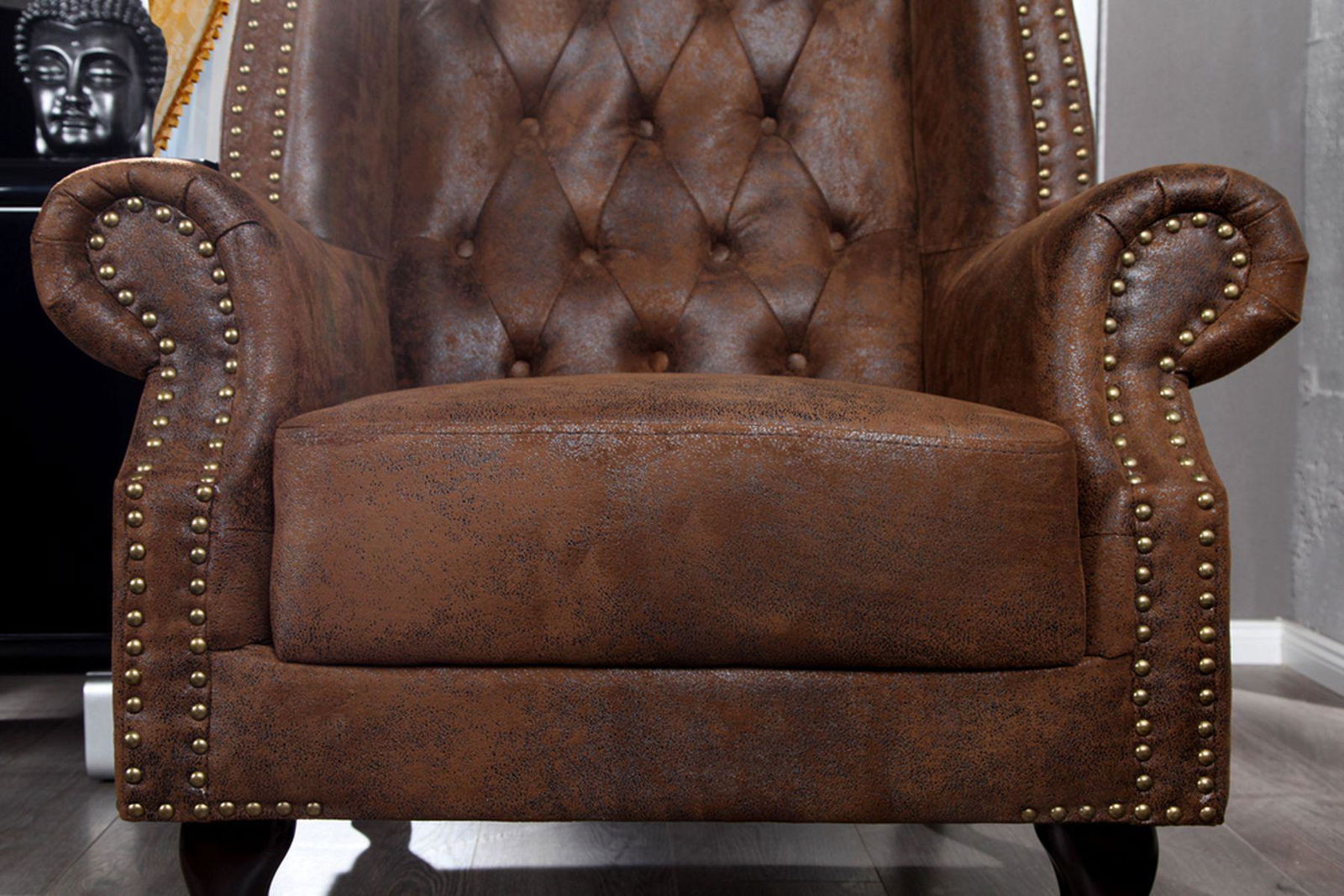 Fotel CHESTERFIELD brąz antyczny / 19448  / INVICTA INTERIOR
