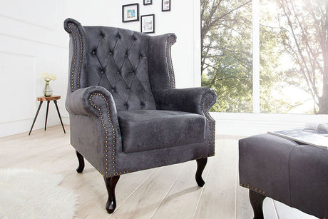 Fotel CHESTERFIELD brąz szary / 37473  / INVICTA INTERIOR
