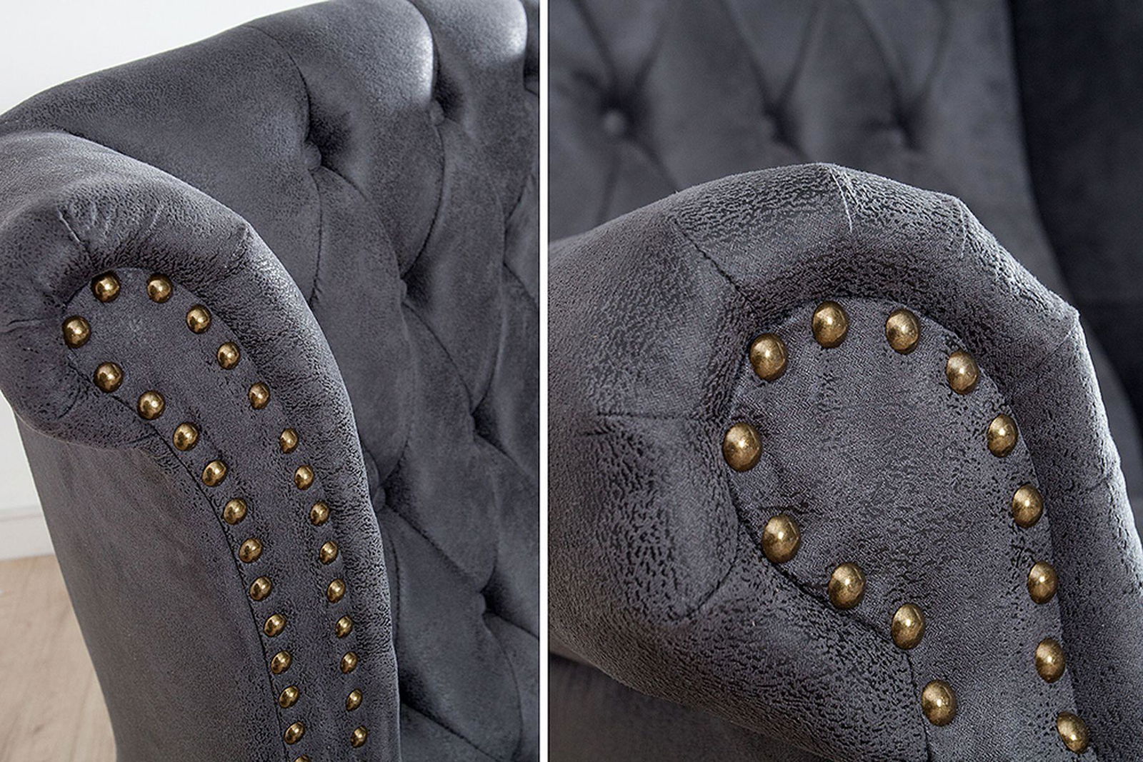 Fotel CHESTERFIELD brąz szary / 37473  / INVICTA INTERIOR