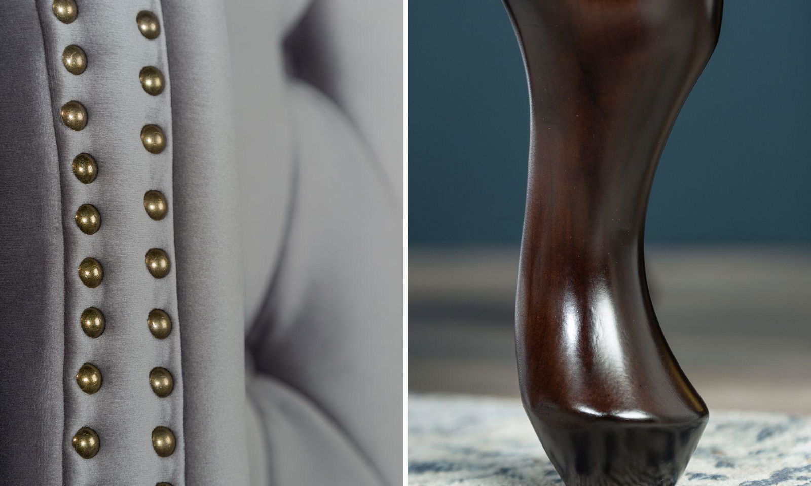 Fotel Chesterfield srebrno-szary aksamit / 39849  / INVICTA INTERIOR