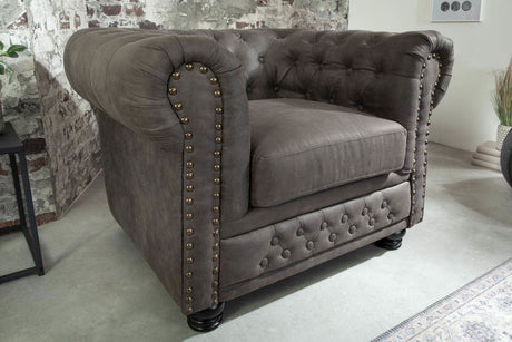 Fotel Chesterfield szary / 40519  / INVICTA INTERIOR